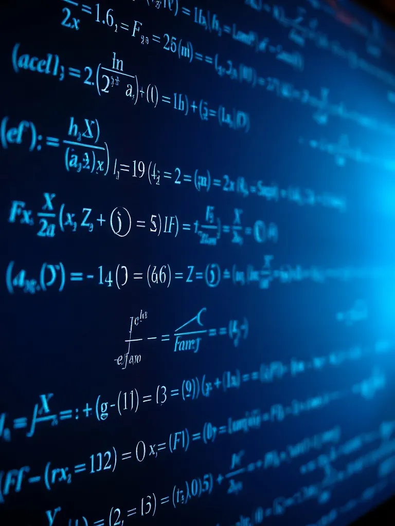 Mathematical formulas of calculus and gradients on a dark di