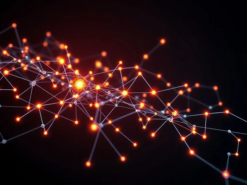 Abstract high-tech visualization of a neural network with gl