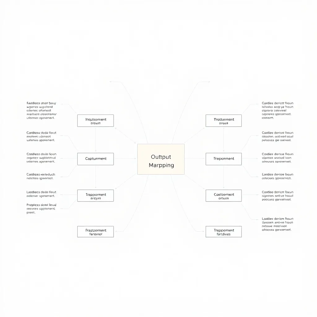 Technical diagram representing input-output mapping, clean l